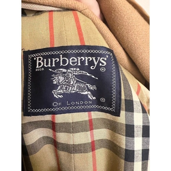 Mob Boss VTG Men's Burberry Trench Coat/ Plaid Wool Liner/ Collar Size 40 Short - Picture 8 of 13
